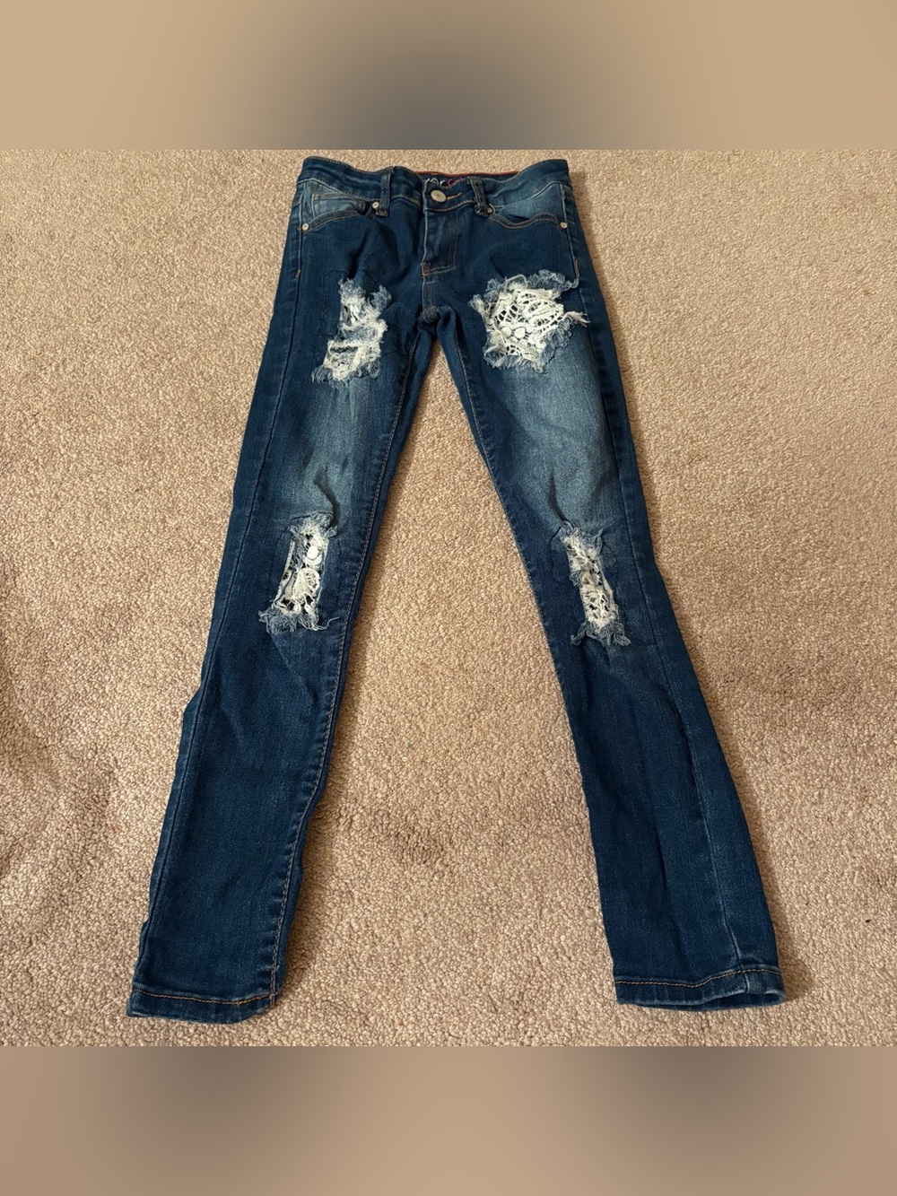 COVERGIRL Dark Blue Distressed Skinny Jeans girls size 10